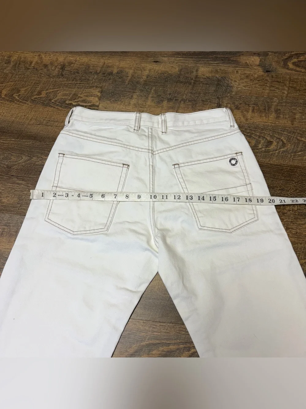 NEW Karl Lagerfeld Contrast Stitch Carpenter Natural Denim Pant Men 30X30 Cotton